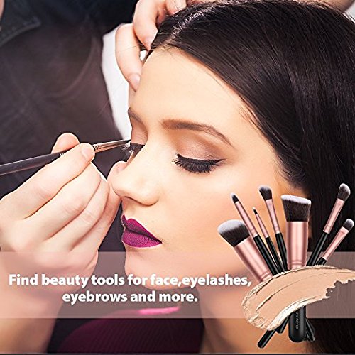 Set de brochas para maquillaje, Gloriz Conjunto de 14 brochas profesionales, Brochas para sombra de ojos y rostro, Regalo ideal, Color oro rosa (brochas)