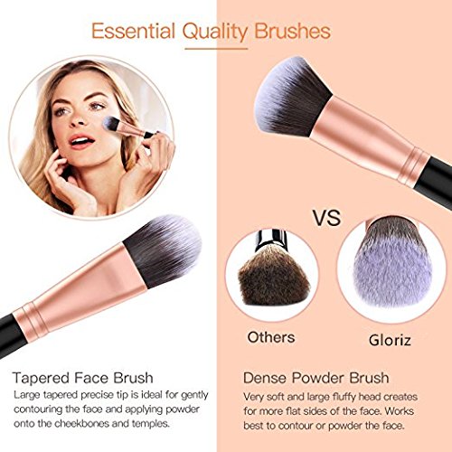 Set de brochas para maquillaje, Gloriz Conjunto de 14 brochas profesionales, Brochas para sombra de ojos y rostro, Regalo ideal, Color oro rosa (brochas)
