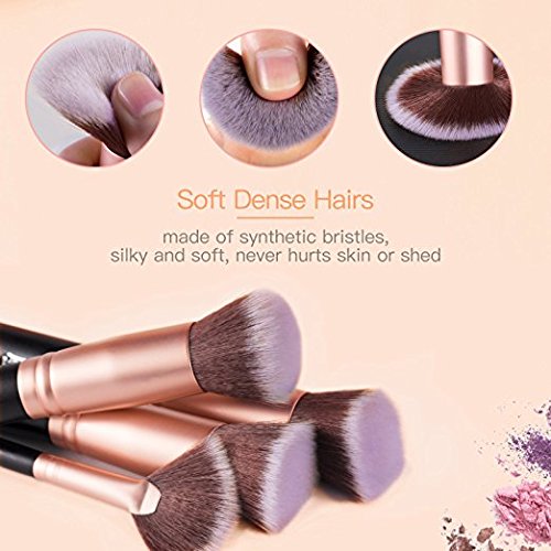 Set de brochas para maquillaje, Gloriz Conjunto de 14 brochas profesionales, Brochas para sombra de ojos y rostro, Regalo ideal, Color oro rosa (brochas)