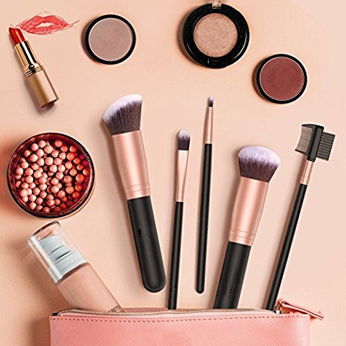 Set de brochas para maquillaje, Gloriz Conjunto de 14 brochas profesionales, Brochas para sombra de ojos y rostro, Regalo ideal, Color oro rosa (brochas)