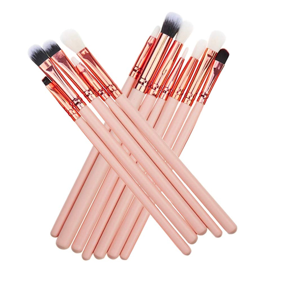 Base Maquillaje Professional Set de Brochas - RFAIKA 12 Piezas Pinceles de Maquillaje Suaves Belleza Maquillaje, Sombras de Ojos set de Brochas Cosmético Fundación Ojo Cara Sonrojo Cepillos Polvos Maquillaje (Rosa)