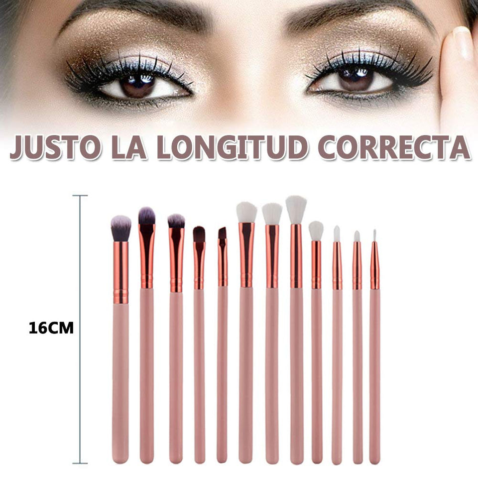 Base Maquillaje Professional Set de Brochas - RFAIKA 12 Piezas Pinceles de Maquillaje Suaves Belleza Maquillaje, Sombras de Ojos set de Brochas Cosmético Fundación Ojo Cara Sonrojo Cepillos Polvos Maquillaje (Rosa)