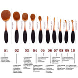 JSBelle Set de 10 Brochas de Maquillaje, Cepillo de maquillaje oval cepillo de dientes, Brocha de maquillaje en polvo de base de maquillaje (Oro rosa)