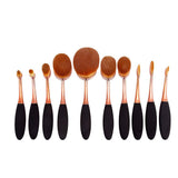 JSBelle Set de 10 Brochas de Maquillaje, Cepillo de maquillaje oval cepillo de dientes, Brocha de maquillaje en polvo de base de maquillaje (Oro rosa)