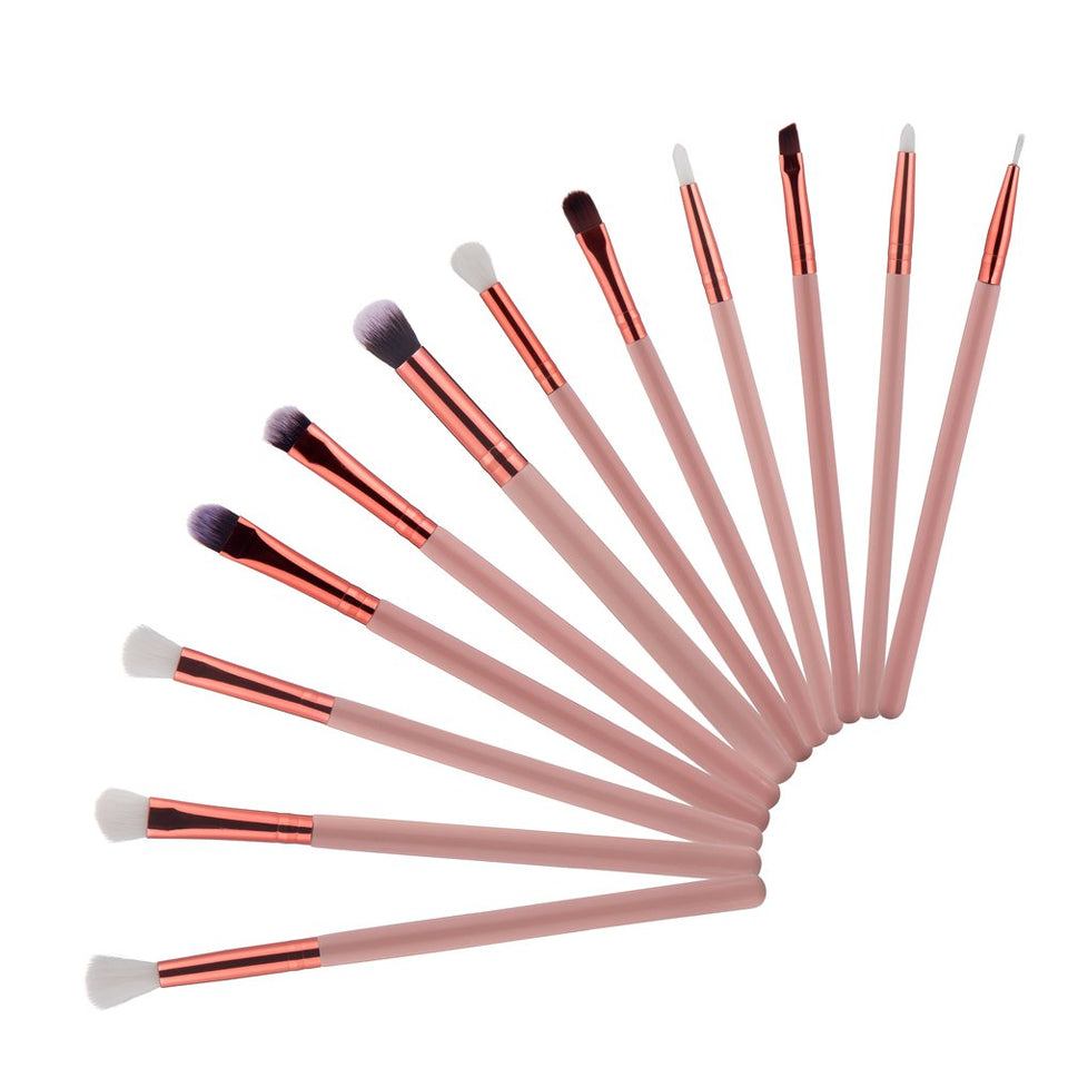 Base Maquillaje Professional Set de Brochas - RFAIKA 12 Piezas Pinceles de Maquillaje Suaves Belleza Maquillaje, Sombras de Ojos set de Brochas Cosmético Fundación Ojo Cara Sonrojo Cepillos Polvos Maquillaje (Rosa)