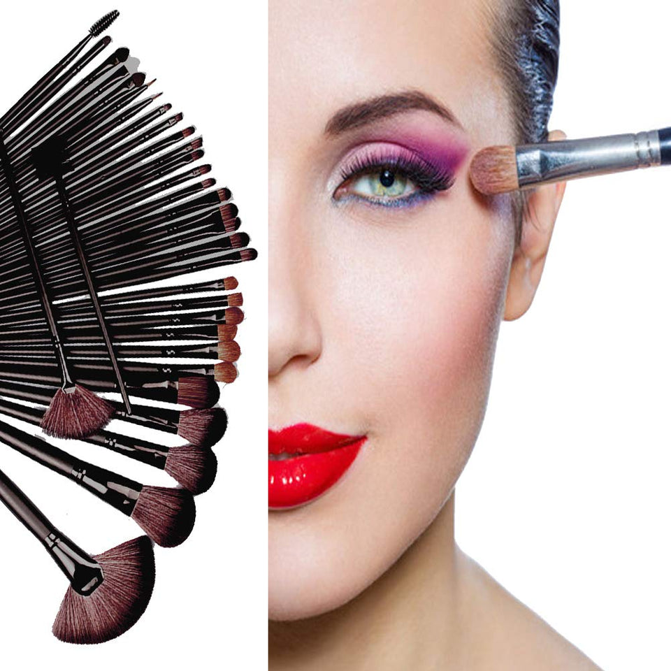 Base Maquillaje Professional Set de Brochas - RFAIKA 32 Piezas Pinceles de Maquillaje Suaves Belleza Maquillaje - Sombras de Ojos Set de Brochas Cosmético Fundación Ojo Cara Sonrojo Cepillos Polvos Maquillaje (negro)