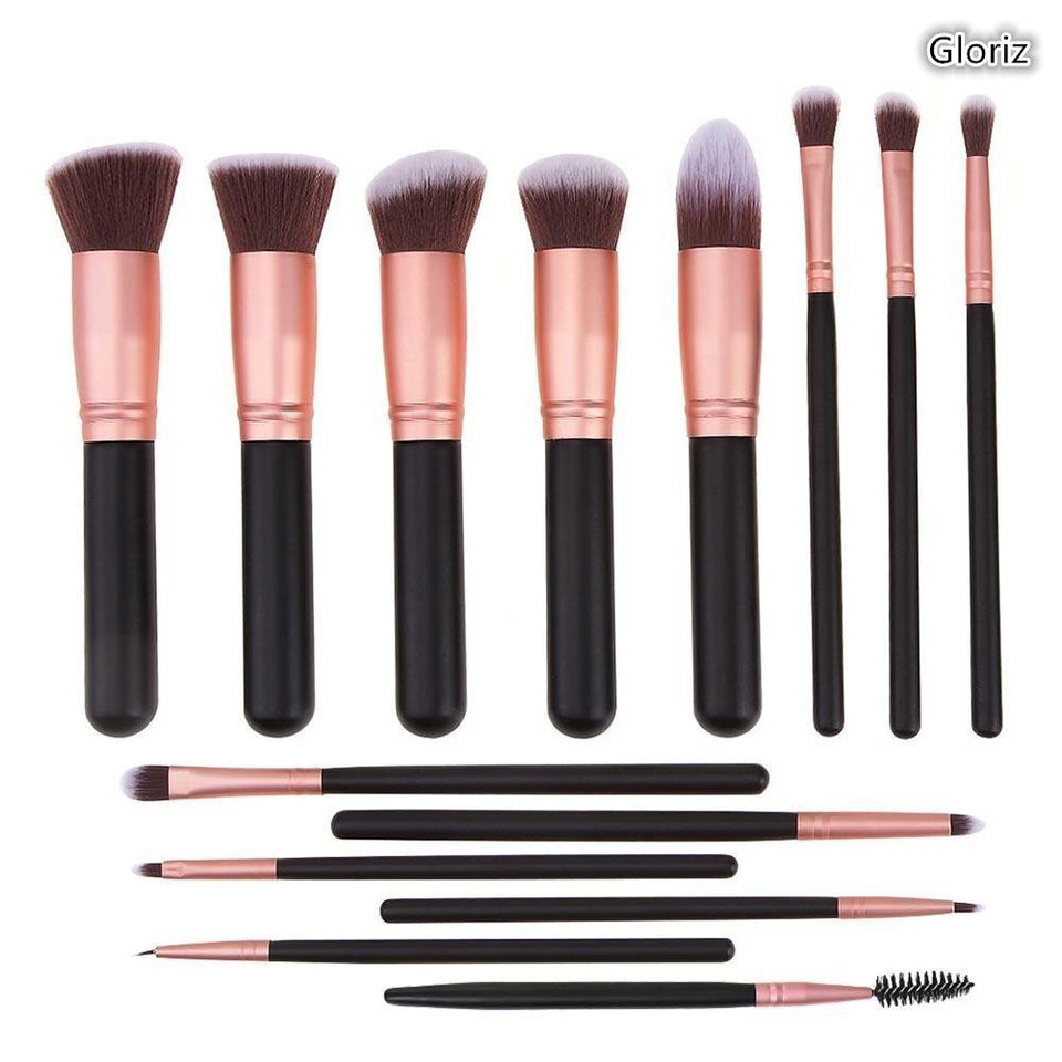 Set de brochas para maquillaje, Gloriz Conjunto de 14 brochas profesionales, Brochas para sombra de ojos y rostro, Regalo ideal, Color oro rosa (brochas)