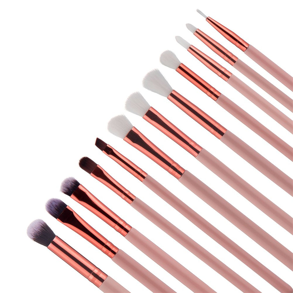 Base Maquillaje Professional Set de Brochas - RFAIKA 12 Piezas Pinceles de Maquillaje Suaves Belleza Maquillaje, Sombras de Ojos set de Brochas Cosmético Fundación Ojo Cara Sonrojo Cepillos Polvos Maquillaje (Rosa)
