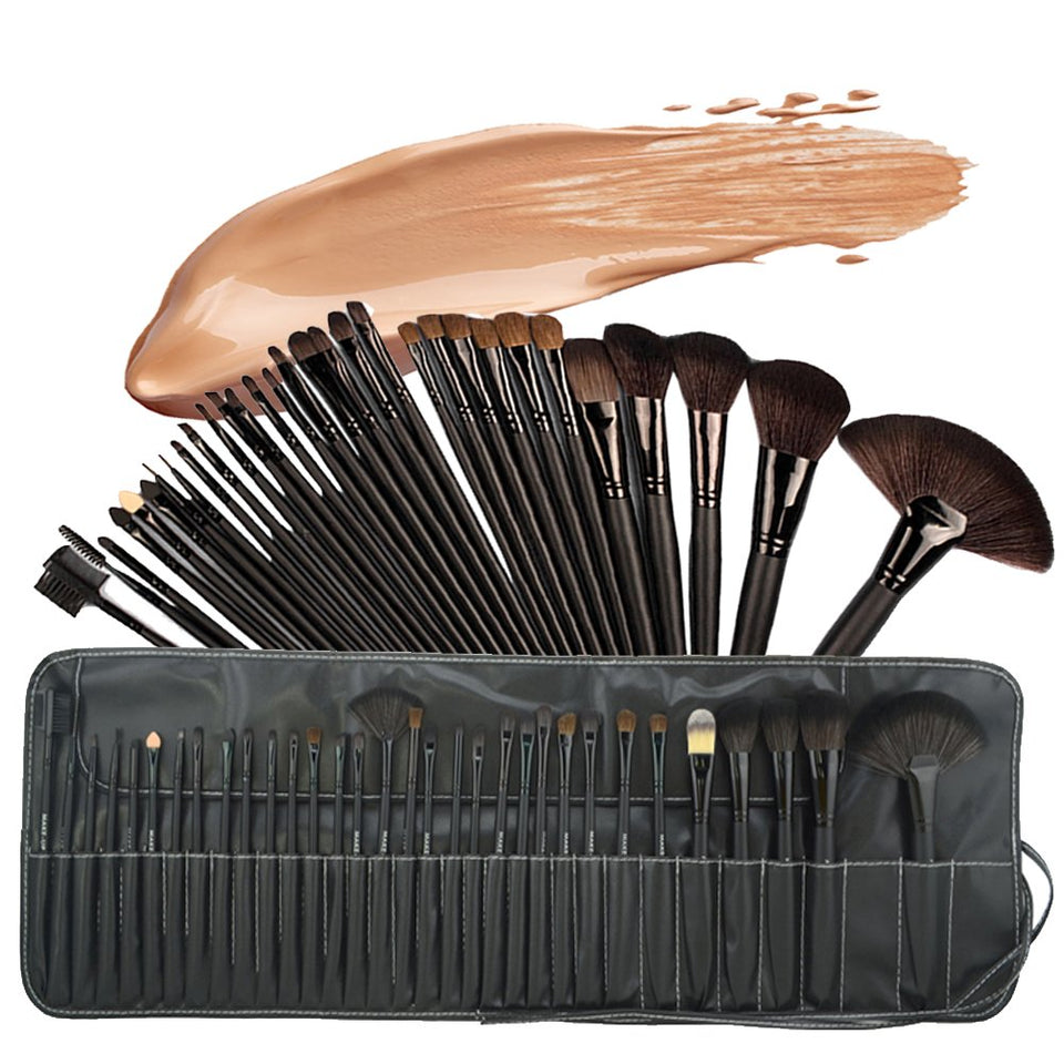 Base Maquillaje Professional Set de Brochas - RFAIKA 32 Piezas Pinceles de Maquillaje Suaves Belleza Maquillaje - Sombras de Ojos Set de Brochas Cosmético Fundación Ojo Cara Sonrojo Cepillos Polvos Maquillaje (negro)