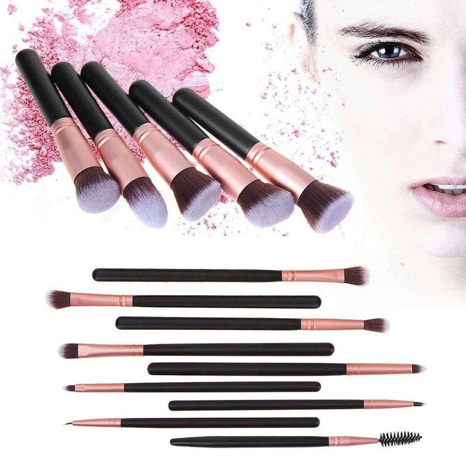 Set de brochas para maquillaje, Gloriz Conjunto de 14 brochas profesionales, Brochas para sombra de ojos y rostro, Regalo ideal, Color oro rosa (brochas)