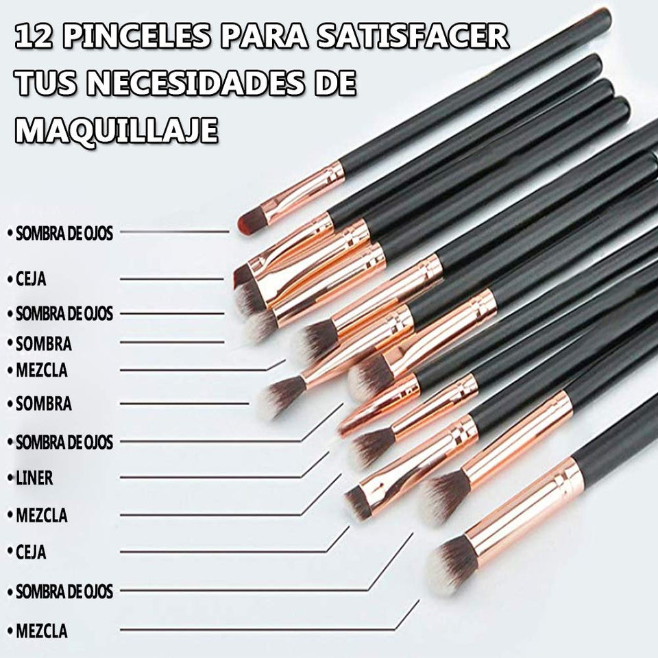 Base Maquillaje Professional Set de Brochas - RFAIKA 12 Piezas Pinceles de Maquillaje Suaves Belleza Maquillaje, Sombras de Ojos set de Brochas Cosmético Fundación Ojo Cara Sonrojo Cepillos Polvos Maquillaje (Rosa)