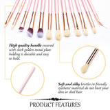 Qivange Brochas de Ojos Kit de Brochas de Maquillaje con Bolsa (12pcs Rosado con Oro Rosa)